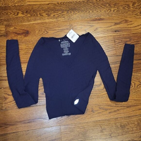 NWT Free People Long Sleeve Top "Gone Adrift" in Eclipse Blue Medium - Picture 3 of 5